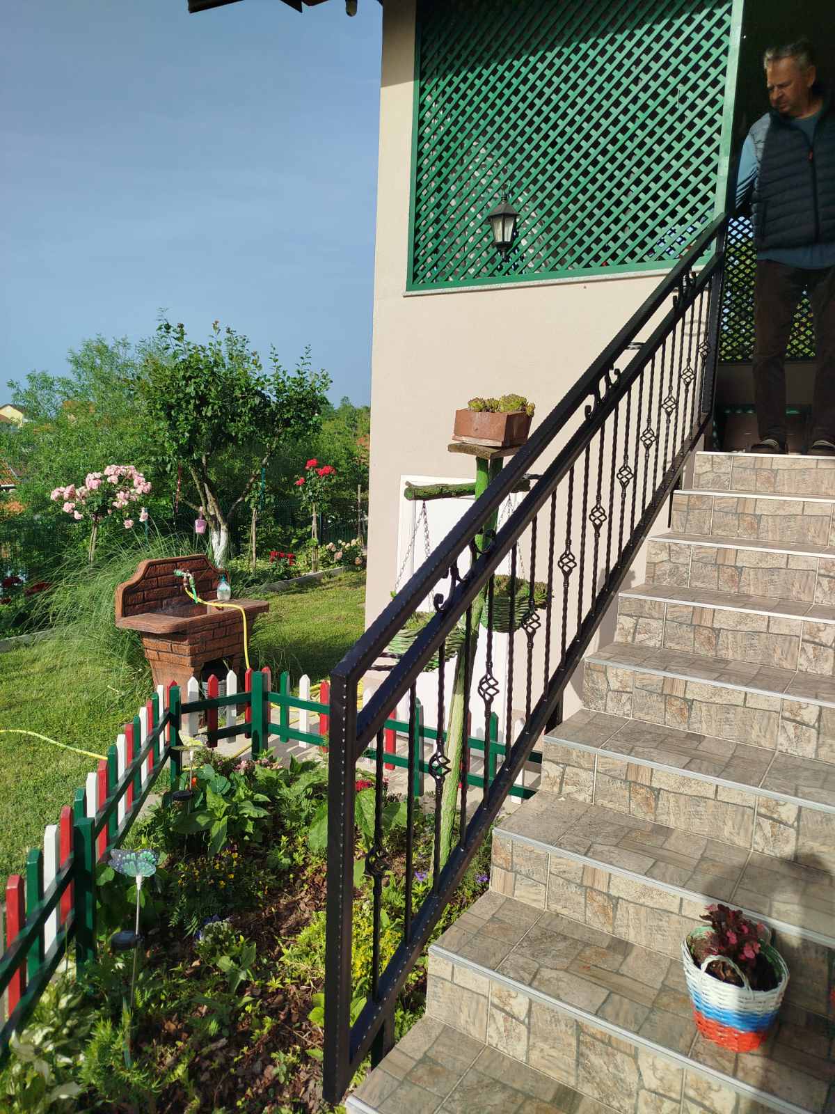 Kovana stepenišna željezna ograda s ukrasnim elementima